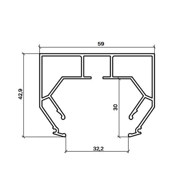 Alu Gardinenprofil weiß einreihig 2 Stück (6,4 Meter) für PVC Spanndecken mit Keder