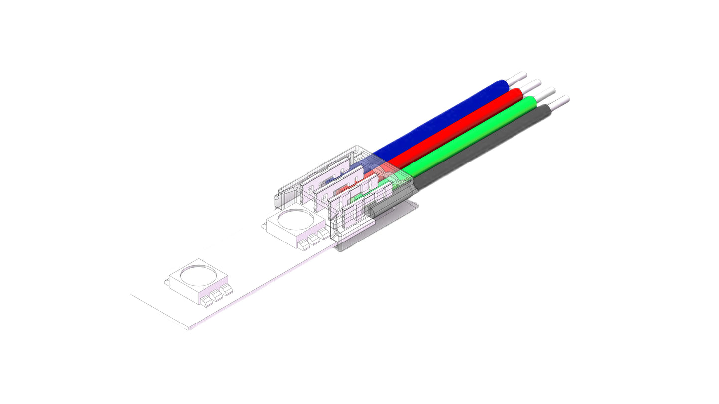 10mm RGB SMD LED Strip zu Kabel Verbinder mit 15cm Kabel und 4 Pin Anschluss für RGB SMD LED Streifen