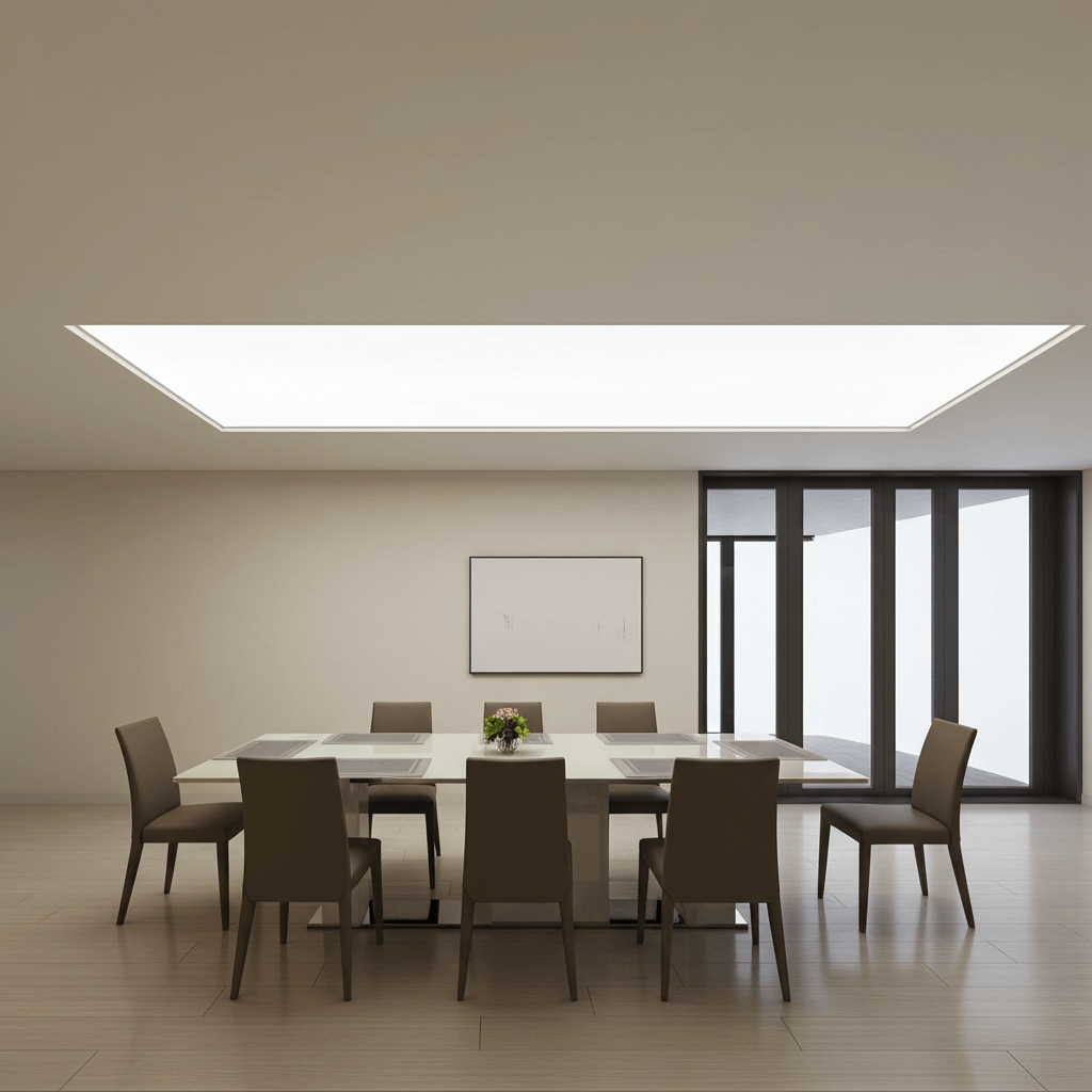 Lichtdecke mit integrierter LED-Beleuchtung in moderner Küche