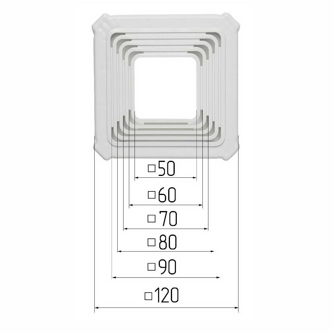 Spanndecken Unterkonstruktion für Einbaustrahler quadratisch 50-90