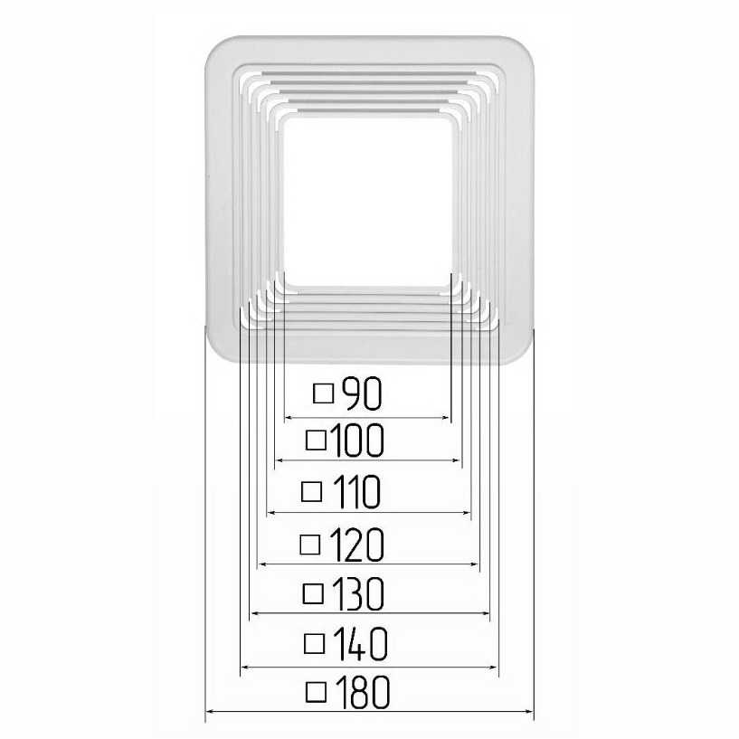 Spanndecken Unterkonstruktion für Einbaustrahler quadratisch 90-140