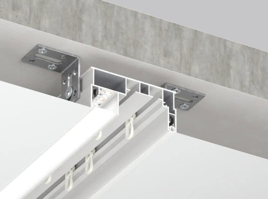 2m Aluminium LED Gardinenprofil 2-reihig für Spanndecke in weiß