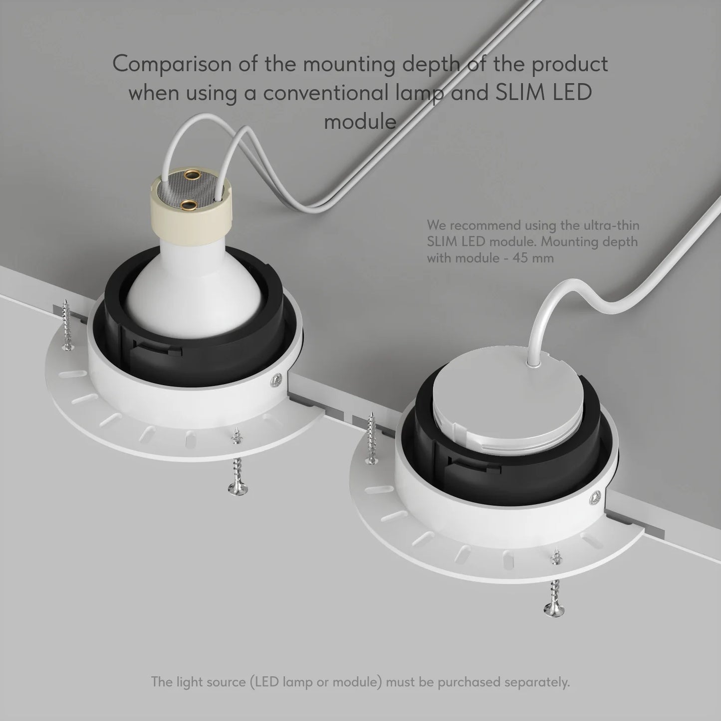 Flächenbündiger Premium GU10 Einbaustrahler IP20 rund - Farbe schwarz