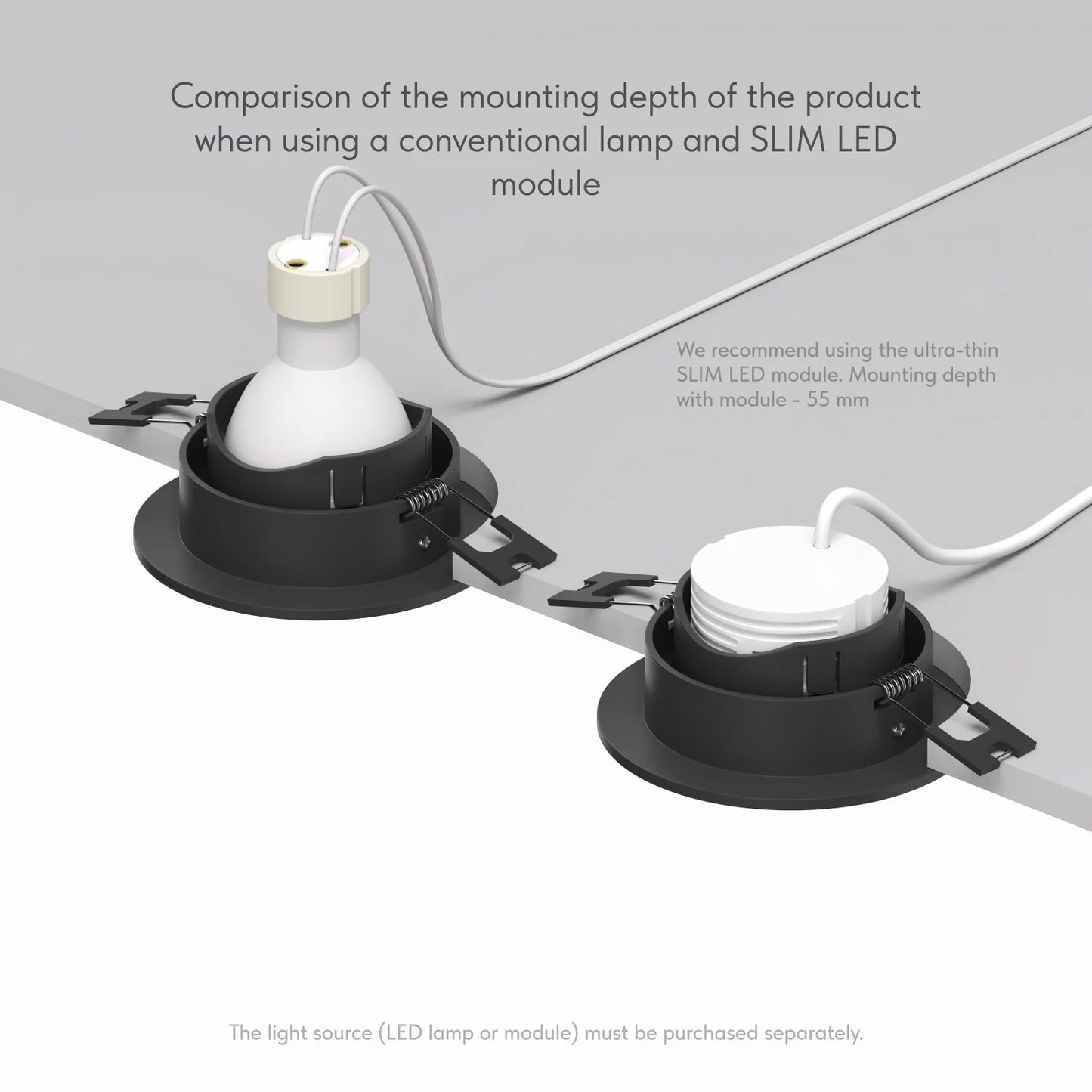 Premium GU10 Einbaustrahler schwenkbar IP20 rund - Farbe schwarz matt