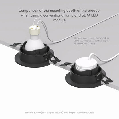 Premium GU10 Einbaustrahler schwenkbar IP20 rund - Farbe schwarz matt
