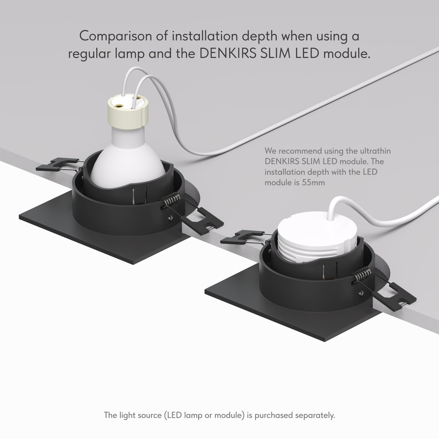 Premium GU10 Einbaustrahler schwenkbar IP20 quadratisch - Farbe schwarz matt