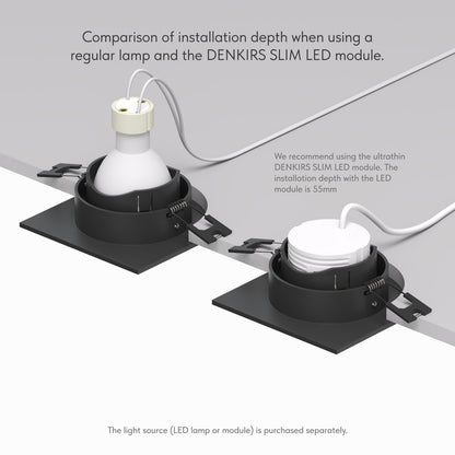 Premium GU10 Einbaustrahler schwenkbar IP20 quadratisch - Farbe schwarz matt