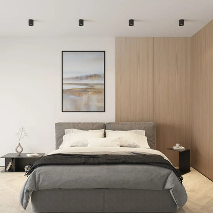 Aufbauspot schwarz matt rund schwenkbar im Raum