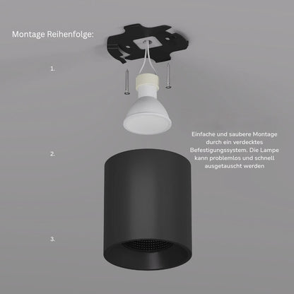 Aufbauspot schwarz matt rund schwenkbar Montageanleitung