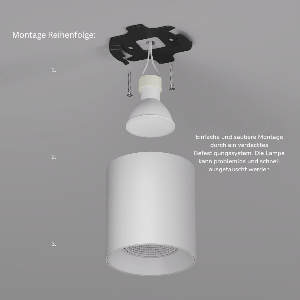 Aufbauspot weiß matt rund schwenkbar Montageanleitung