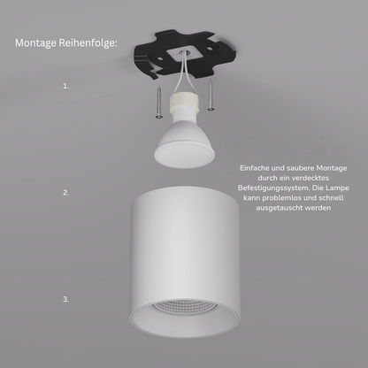 Aufbauspot weiß matt rund schwenkbar Montageanleitung