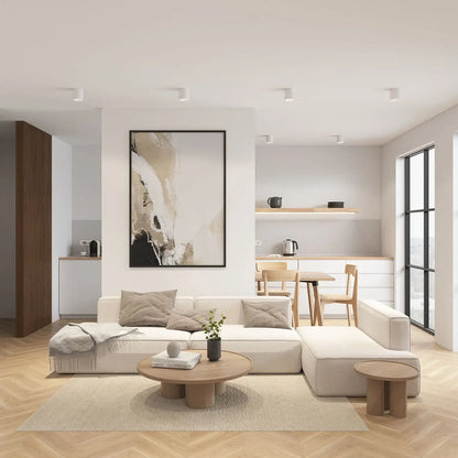 Aufbauspot weiß matt rund schwenkbar im Raum