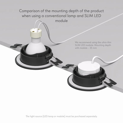 Wasserfester GU10-Einbaustrahler in Schwarz, rundes Design mit Schwenkfunktion