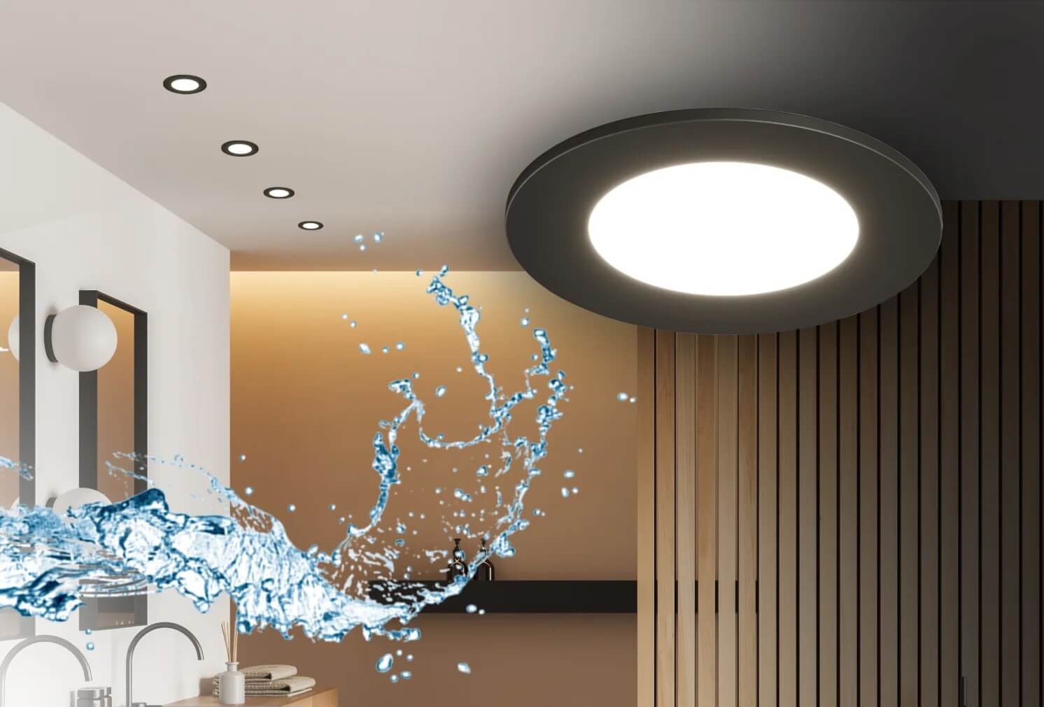 IP65-geschützter GU10-Deckenspot in Schwarz mit flexiblem Leuchtkopf