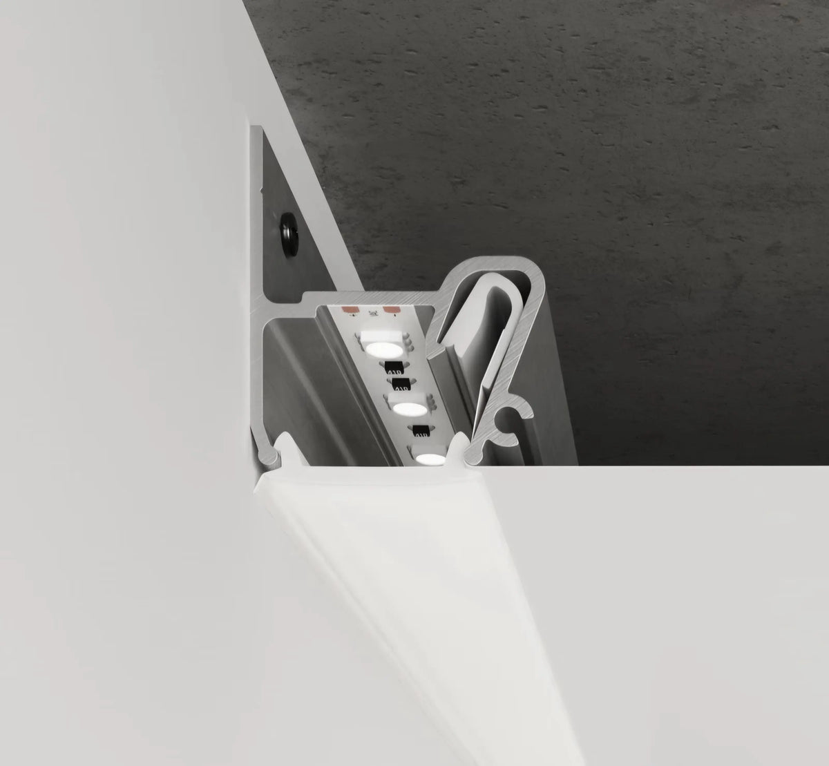 Aluminium Wandprofil 03-20 für Spanndecken LED Randbeleuchtung mit Diffusor Abdeckung
