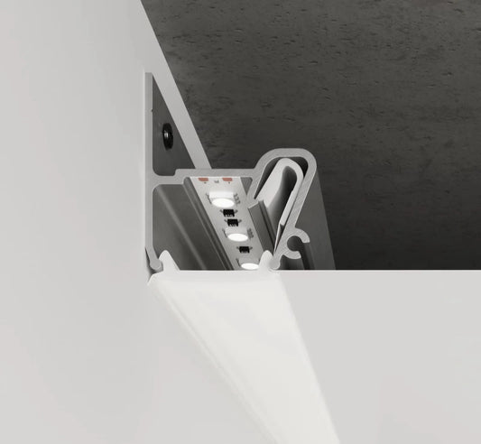 Aluminium Wandprofil 03-20 für Spanndecken LED Randbeleuchtung mit Diffusor Abdeckung