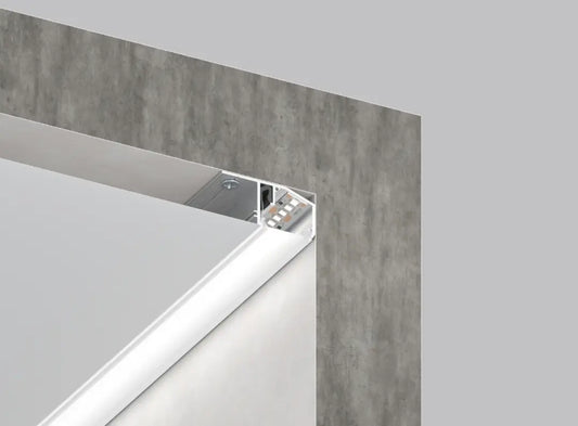 Aluminium Deckenprofil 04-20 für Spanndecken mit Diffusor für LED Randbeleuchtung und weiches indirektes Licht