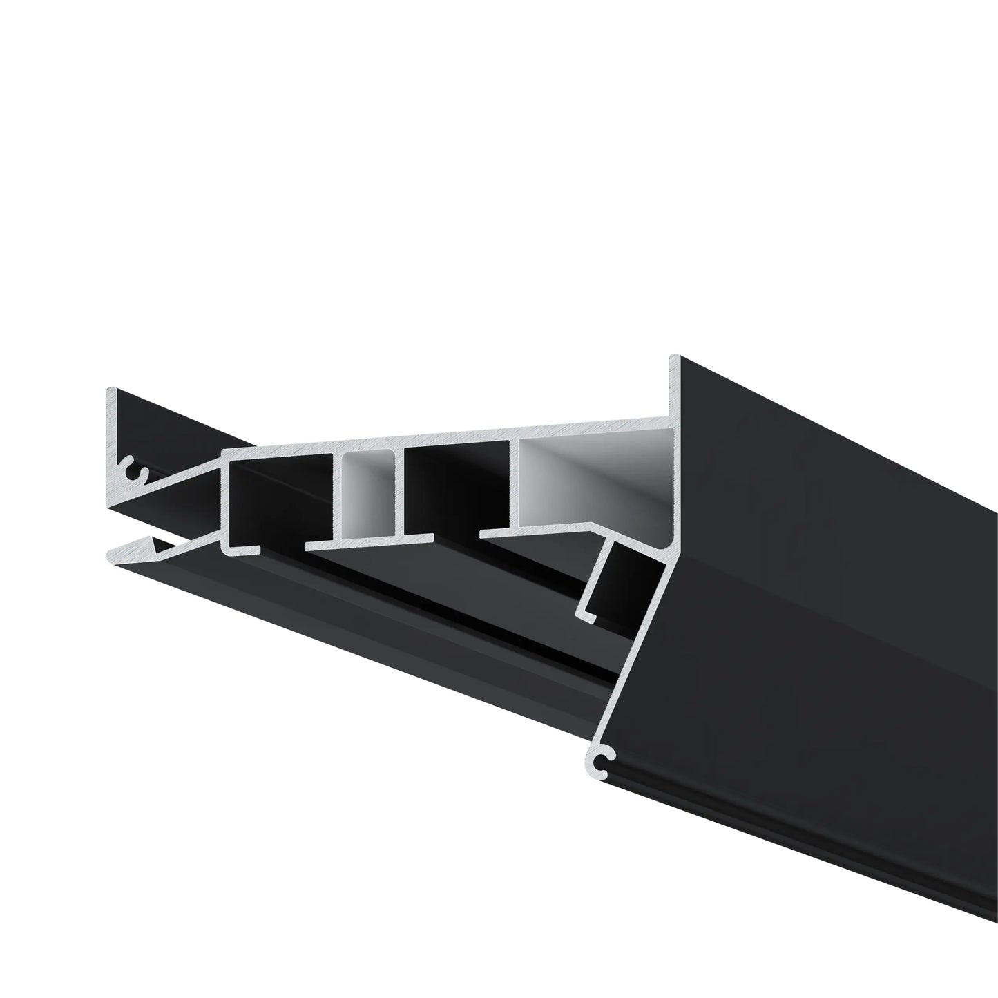 Schwarzes 2-reihiges LED Gardinen Profil aus Aluminium