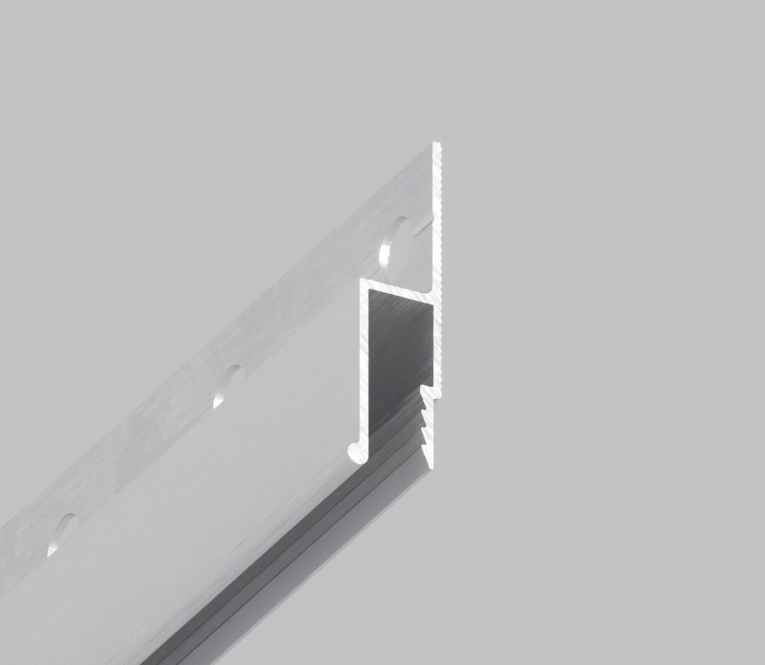 Aluminium Wandprofil für PVC Spanndecken, perforiert, Abdeckleiste optional, ideal für Spanndeckeninstallation