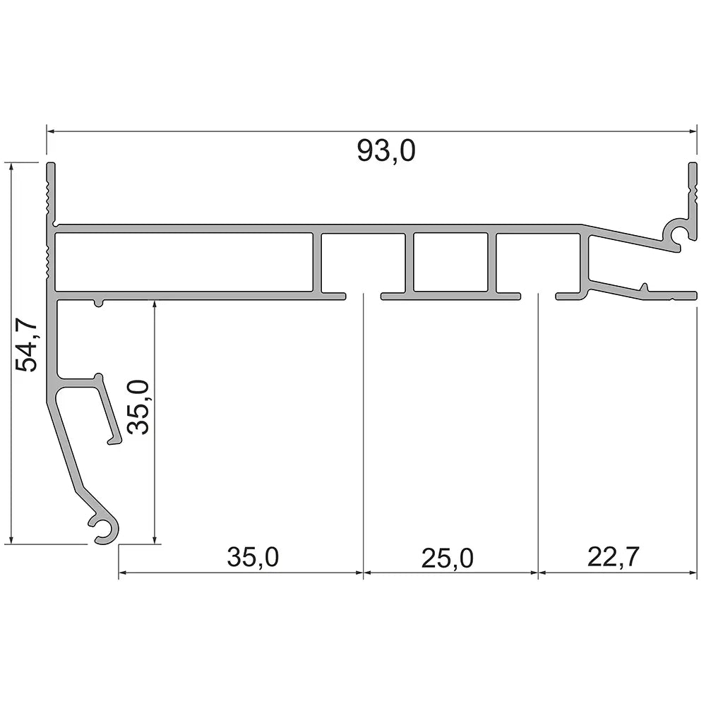 Aluminium Gardinen Profil 03-10 mit LED Aufnahme