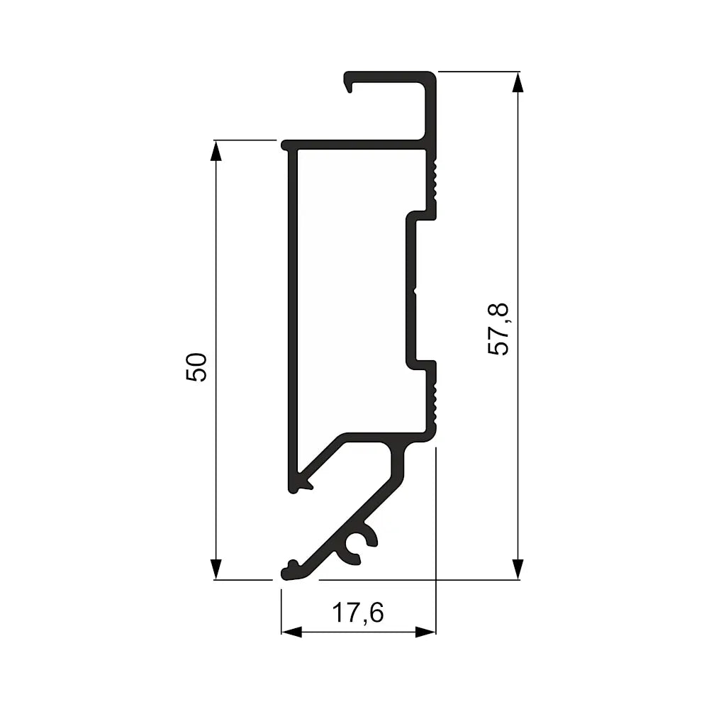 Aluminium Nischenprofil 01-01 für professionelle PVC Spanndecken Montage Zeichnung 