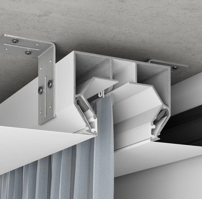 Alu Gardinenprofil weiß einreihig 2 Stück (6,4 Meter) für PVC Spanndecken mit Keder