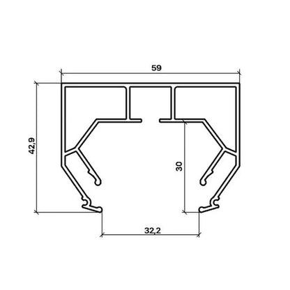 Alu Gardinenprofil weiß einreihig 2 Stück (6,4 Meter) für PVC Spanndecken mit Keder