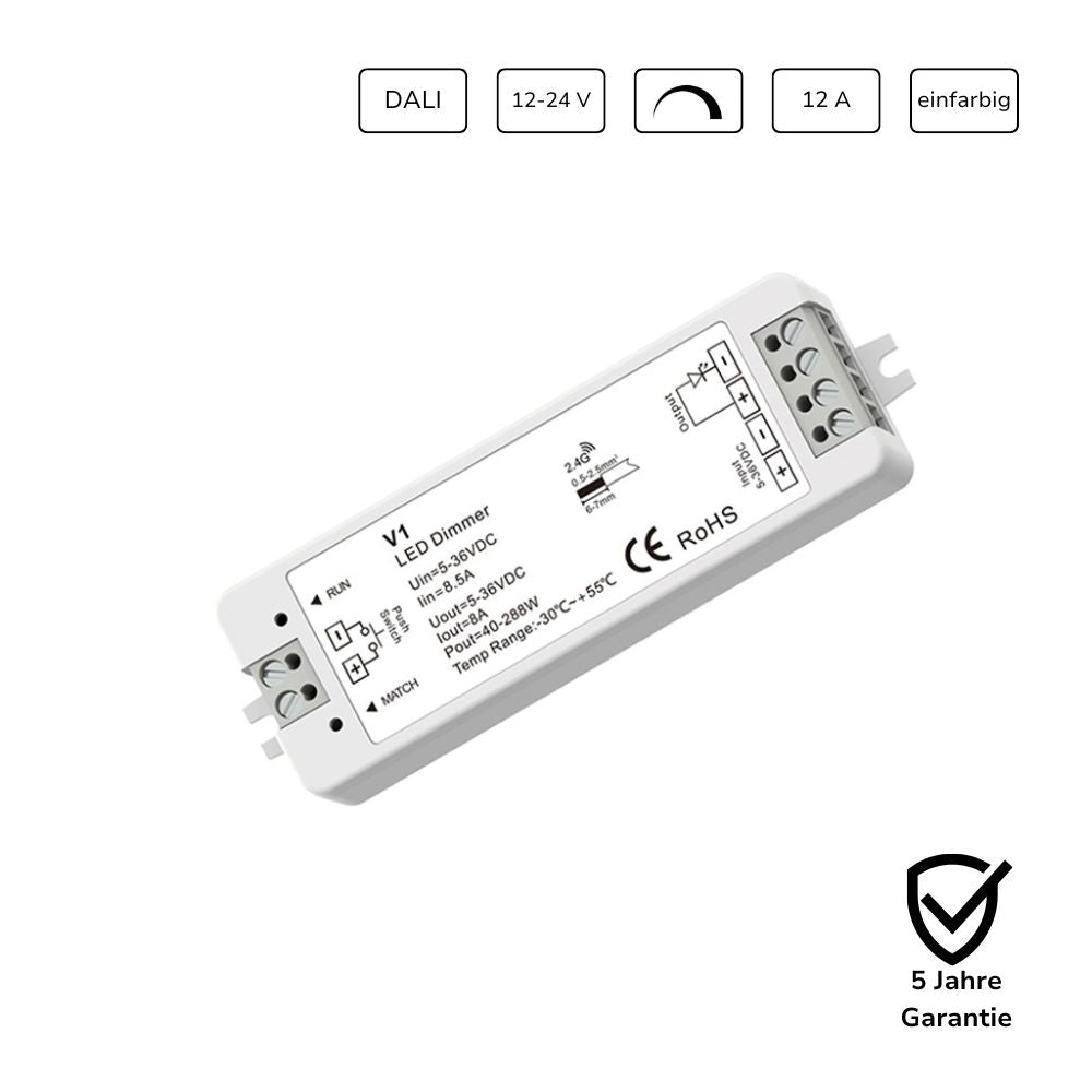 LED Controller Dimmer PUSH-DIM 8A für einfarbige LED-Strips 5-36V