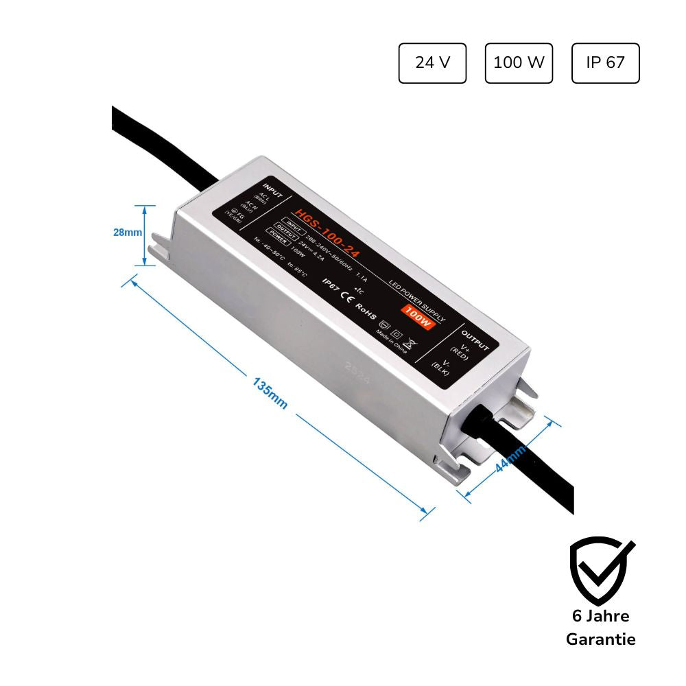 LED Trafo 100W 24V IP67 6 Jahre Garantie hochwertig