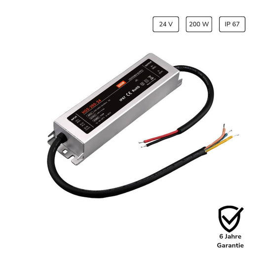 Premium LED Netzteil 200W 24V 8,4A IP67 mit 6 Jahren Garantie