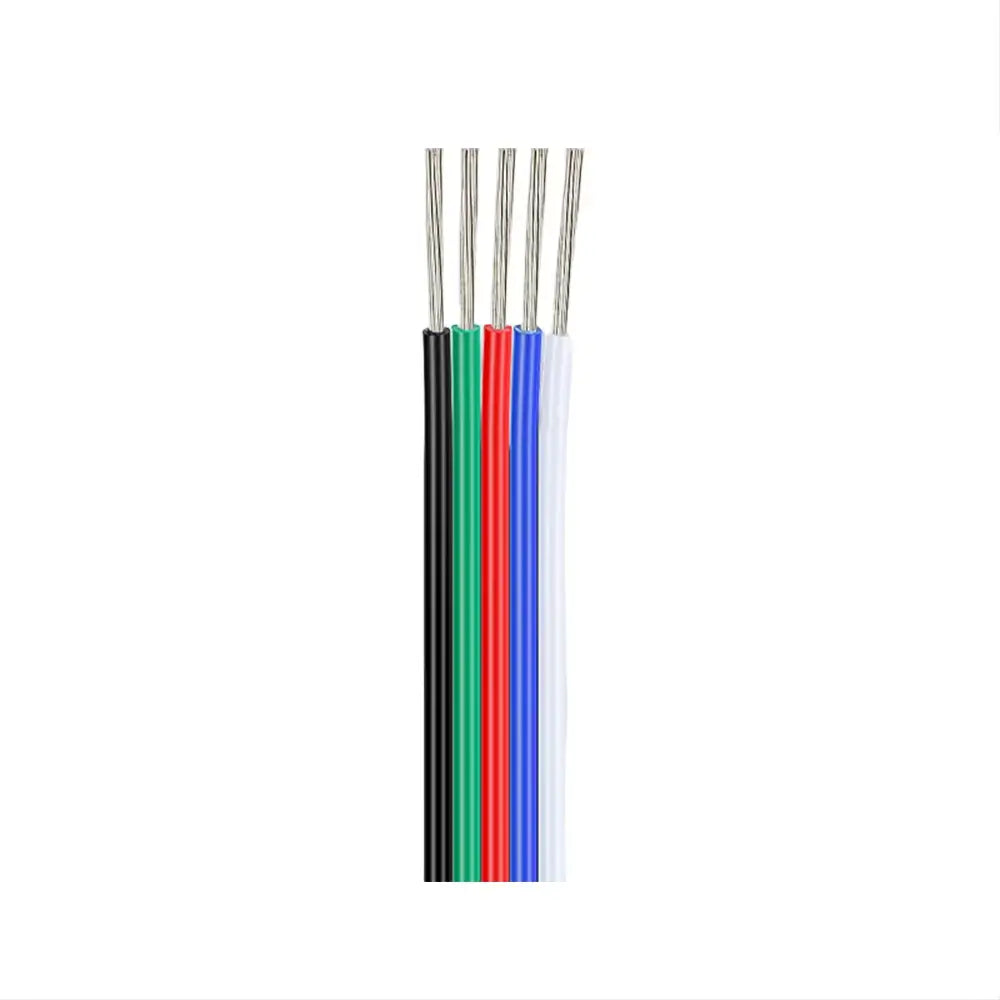 5-poliges LED RGBW Kabel 5x0,34 mm² AWG22 für 12V-48V RGBW SMD und COB LED Streifen