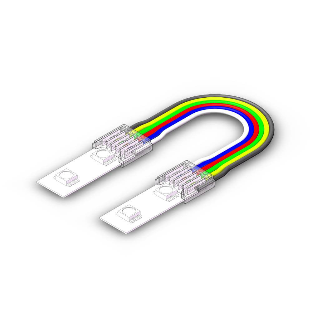 12mm RGB CCT SMD LED Strip zu Strip Verbinder mit 15cm Kabel und 6 Pin Anschluss für RGB CCT SMD LED Streifen ohne Löten