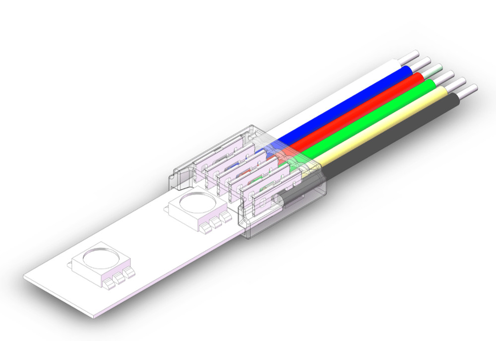 12mm RGB CCT SMD LED Strip zu Kabel Verbinder mit 15cm Kabel und 6 Pin Anschluss für RGB CCT SMD LED Streifen