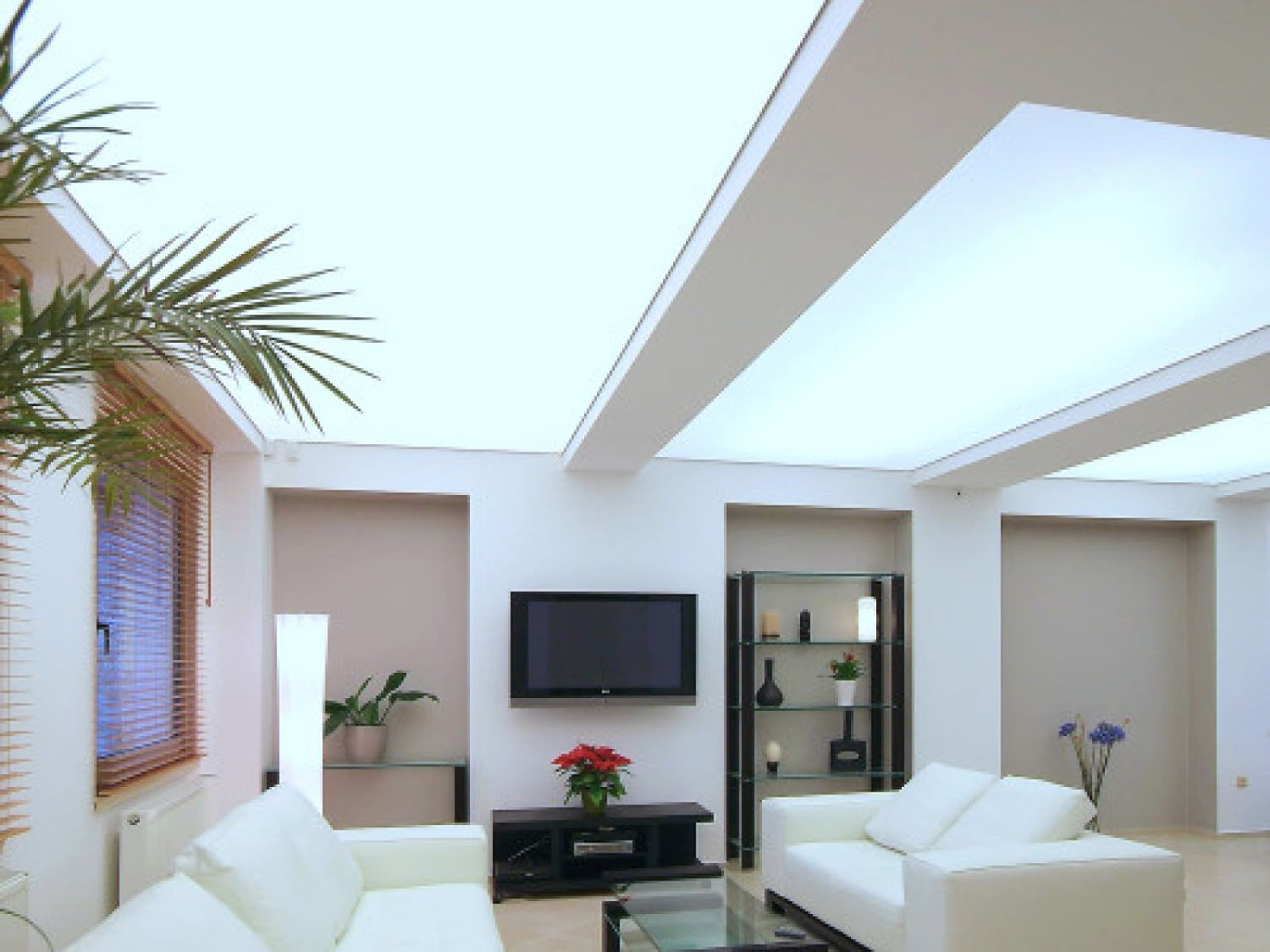 Lichtdecke im modernen Wohnzimmer von CEILITEC mit integrierter LED-Beleuchtung