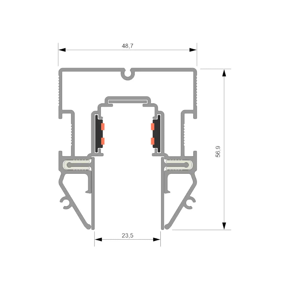 Magnetisches LED Schienensystem für moderne PVC Spanndecken Zeichnung 