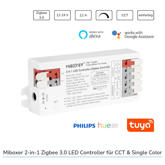 MiBoxer E2-ZR Zigbee LED Controller 2in1 für CCT und Single Color mit Alexa und Tuya Steuerung
