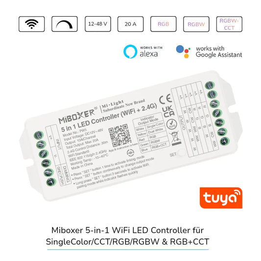 MiBoxer PW5 WiFi LED Controller 5in1 für RGB RGBW RGB+CCT und CCT LED Streifen mit Alexa Steuerung