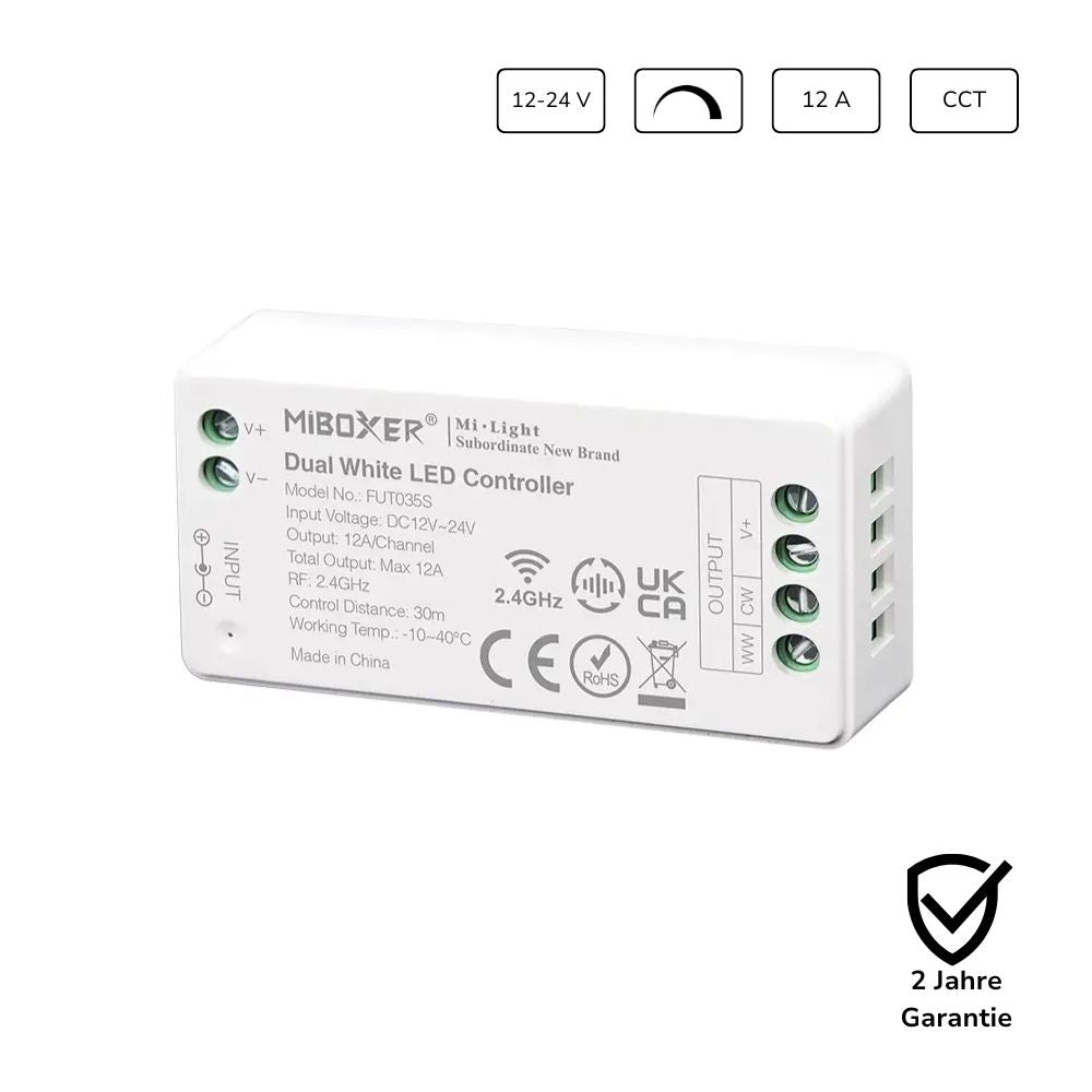 LED CCT Controller 12/24V für LED Streifen – kompakter Dimmer zur Steuerung und Helligkeitsregelung