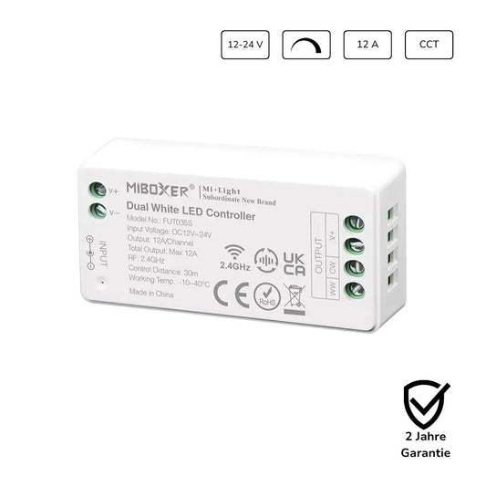 LED CCT Controller 12/24V für LED Streifen – kompakter Dimmer zur Steuerung und Helligkeitsregelung