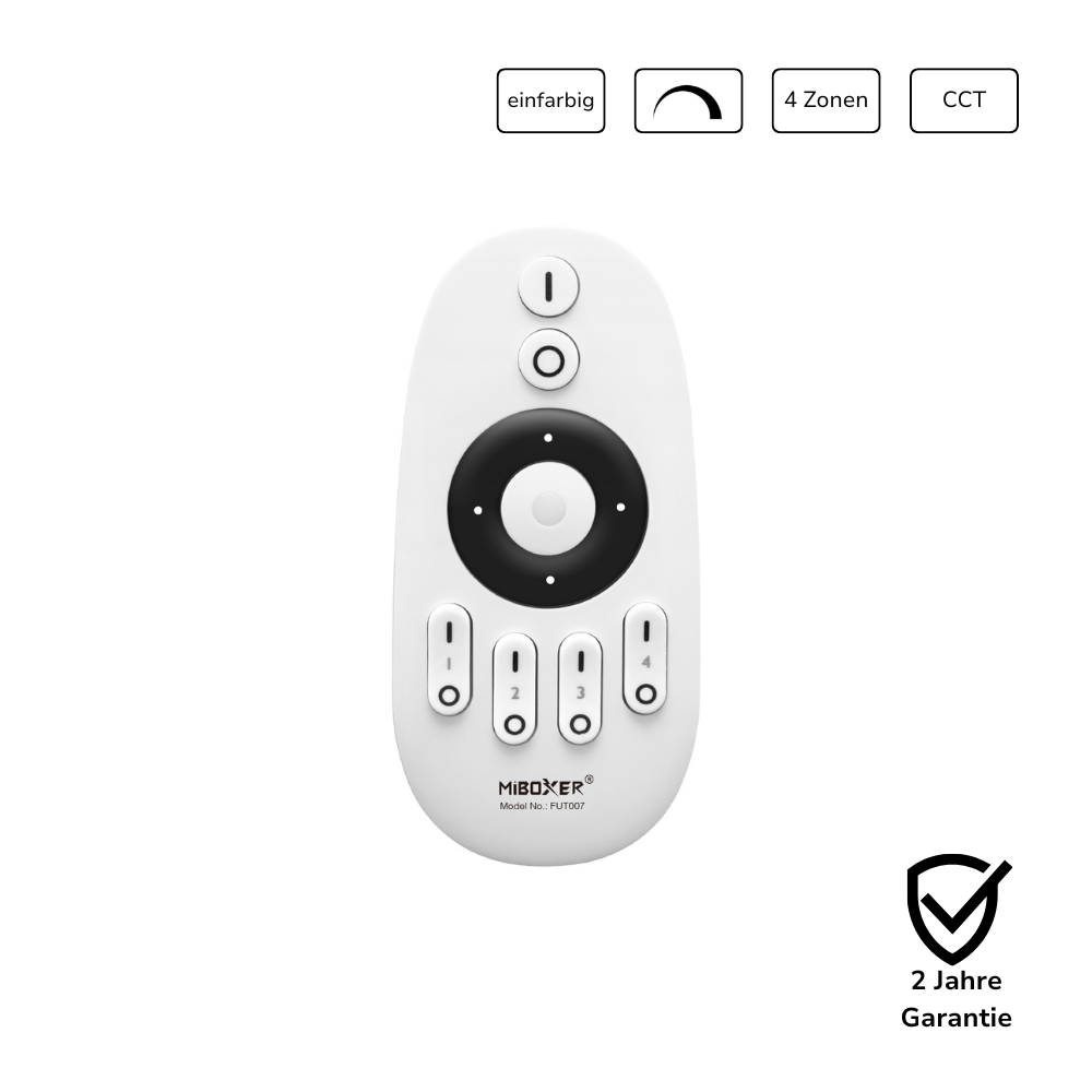 MiBoxer FUT007 Fernbedienung zur Steuerung von LED-Beleuchtung.