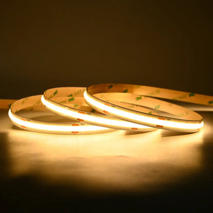 Premium COB LED Streifen 24V 5m mit 3000K 528leds/m Warmweiß und CRI >90
