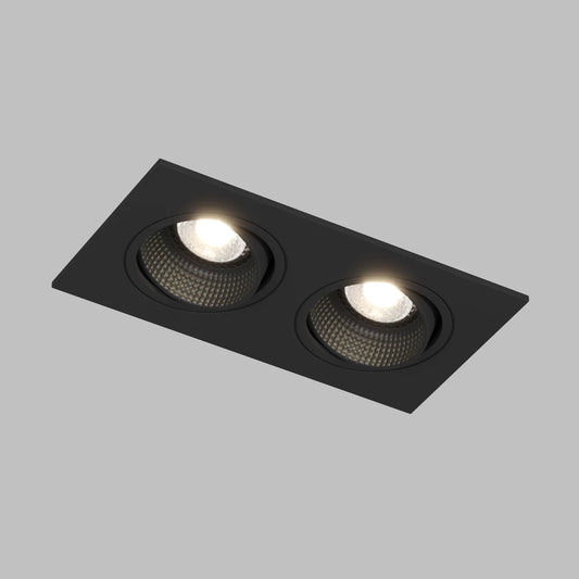 Quadratischer GU10 Doppel Einbaustrahler 2-flammig schwenkbar in schwarz matt