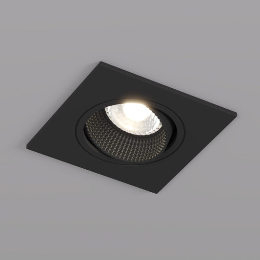 Premium quadratischer GU10 Einbaustrahler schwenkbar IP20 in Schwarz Matt für moderne LED Beleuchtung