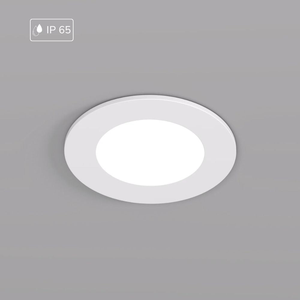 Runder GU10-Einbaustrahler in Weiß matt mit IP65-Schutz und schwenkbarem Leuchtkopf