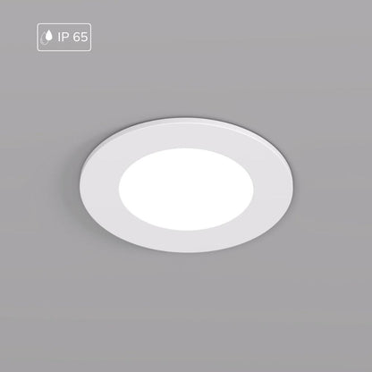 Runder GU10-Einbaustrahler in Weiß matt mit IP65-Schutz und schwenkbarem Leuchtkopf