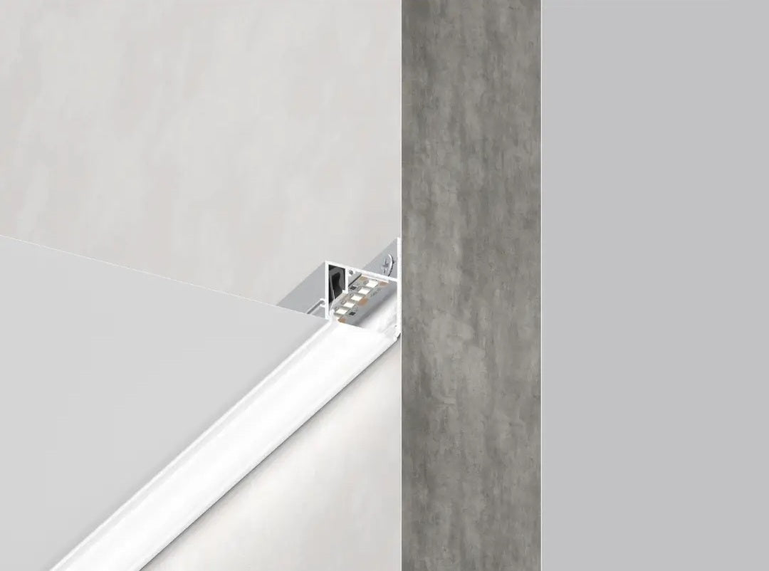 Aluminium Wandprofil 02-10 für Spanndecken mit Diffusor für LED Randbeleuchtung und weiches indirektes Licht