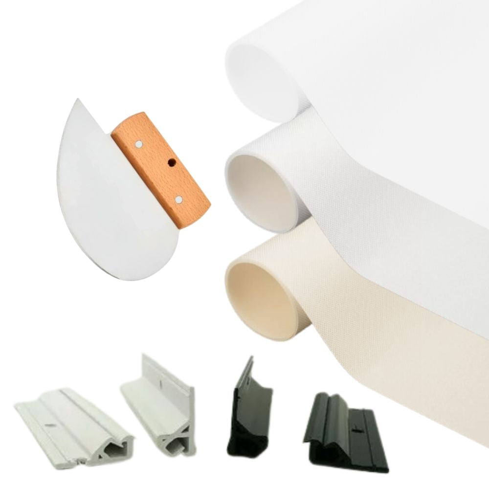 Textil Spanndecken Montage Set 1-5 m² Farbe weiß oder naturalweiß - Bahnbreite bis 510 cm