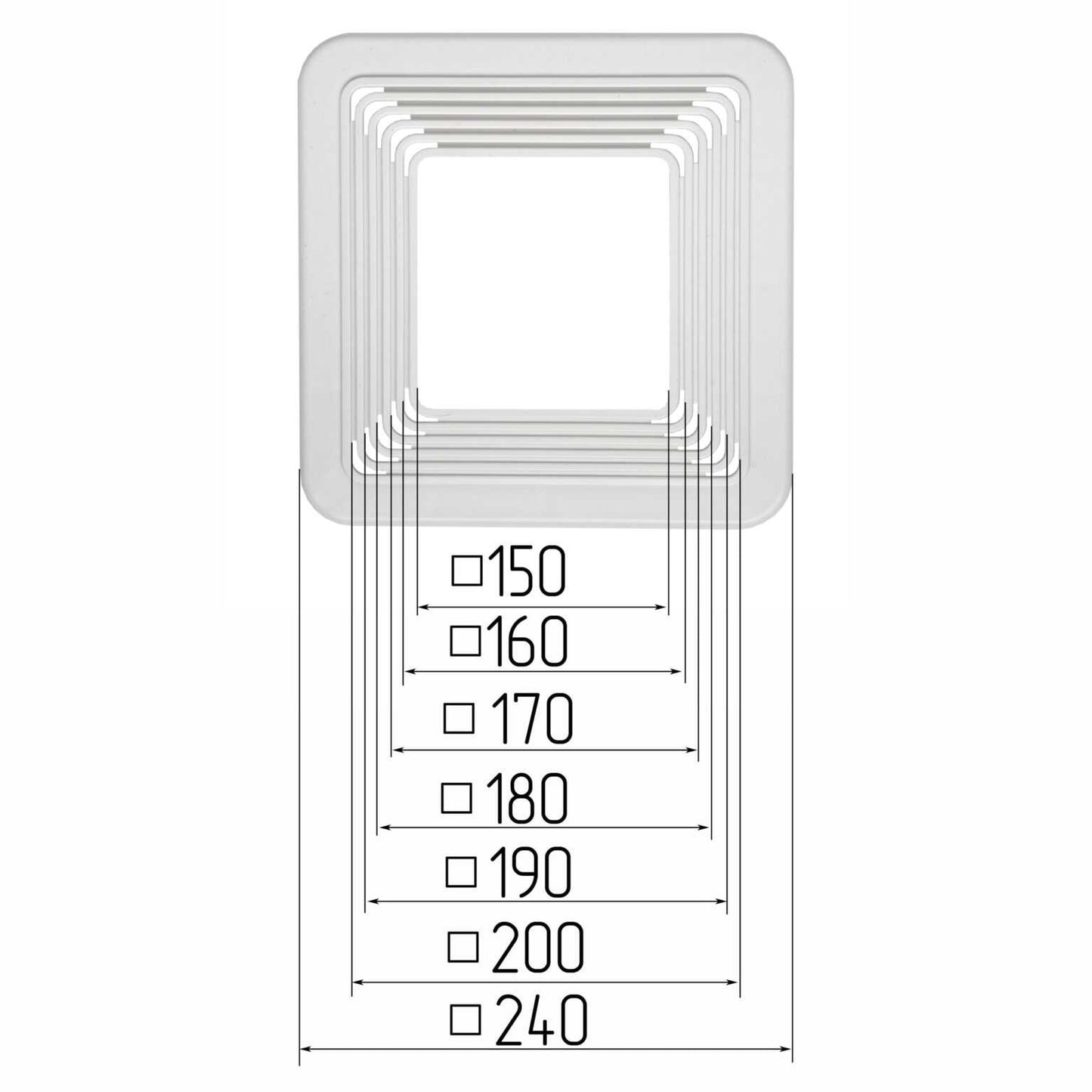 Spanndecken Unterkonstruktion für Einbaustrahler quadratisch 150-200