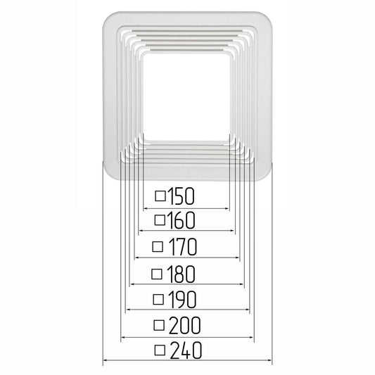 Spanndecken Unterkonstruktion für Einbaustrahler quadratisch 150-200