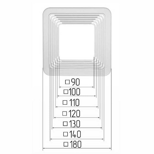 Spanndecken Unterkonstruktion für Einbaustrahler quadratisch 90-140